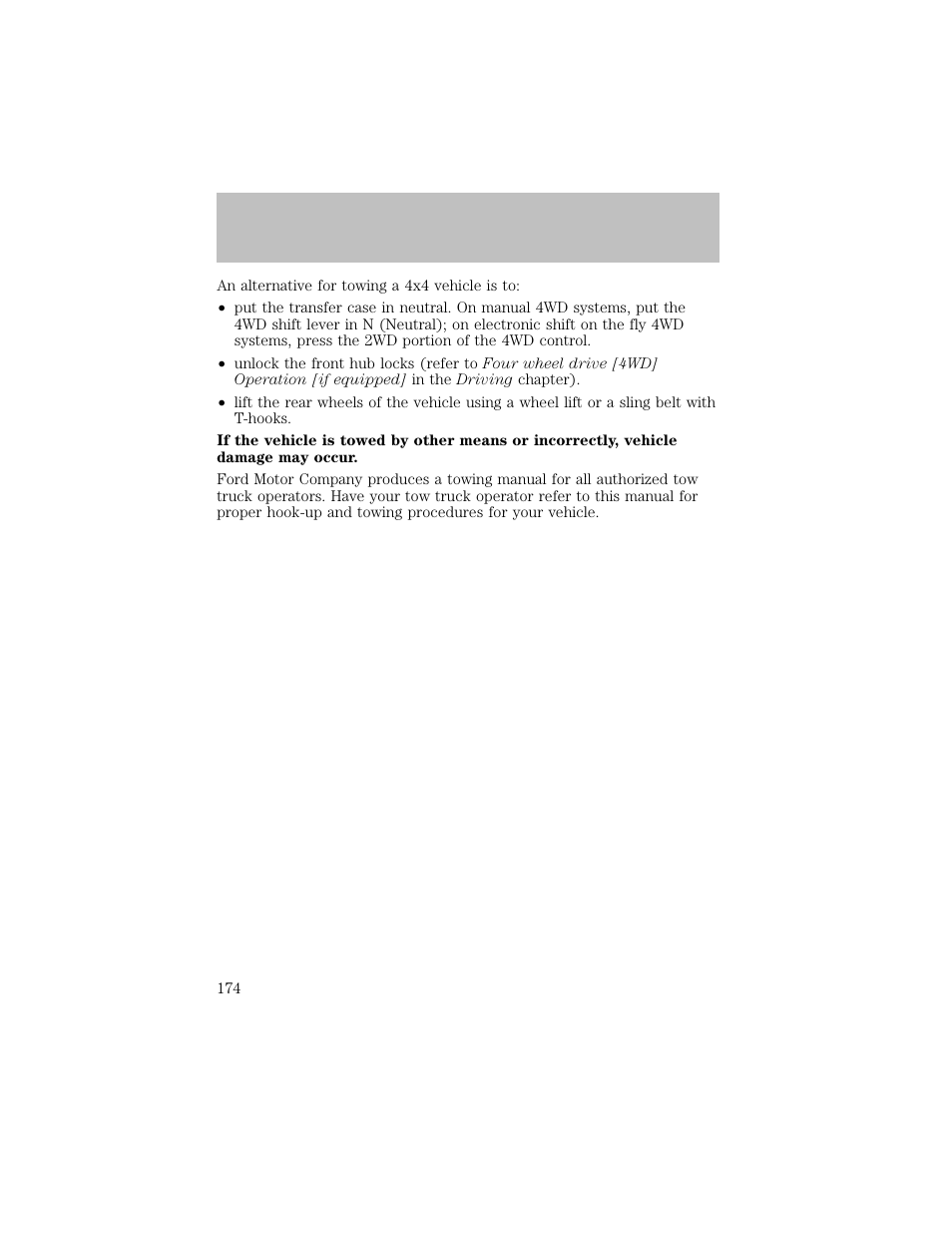 Roadside emergencies | FORD 2003 F-550 v.1 User Manual | Page 174 / 256