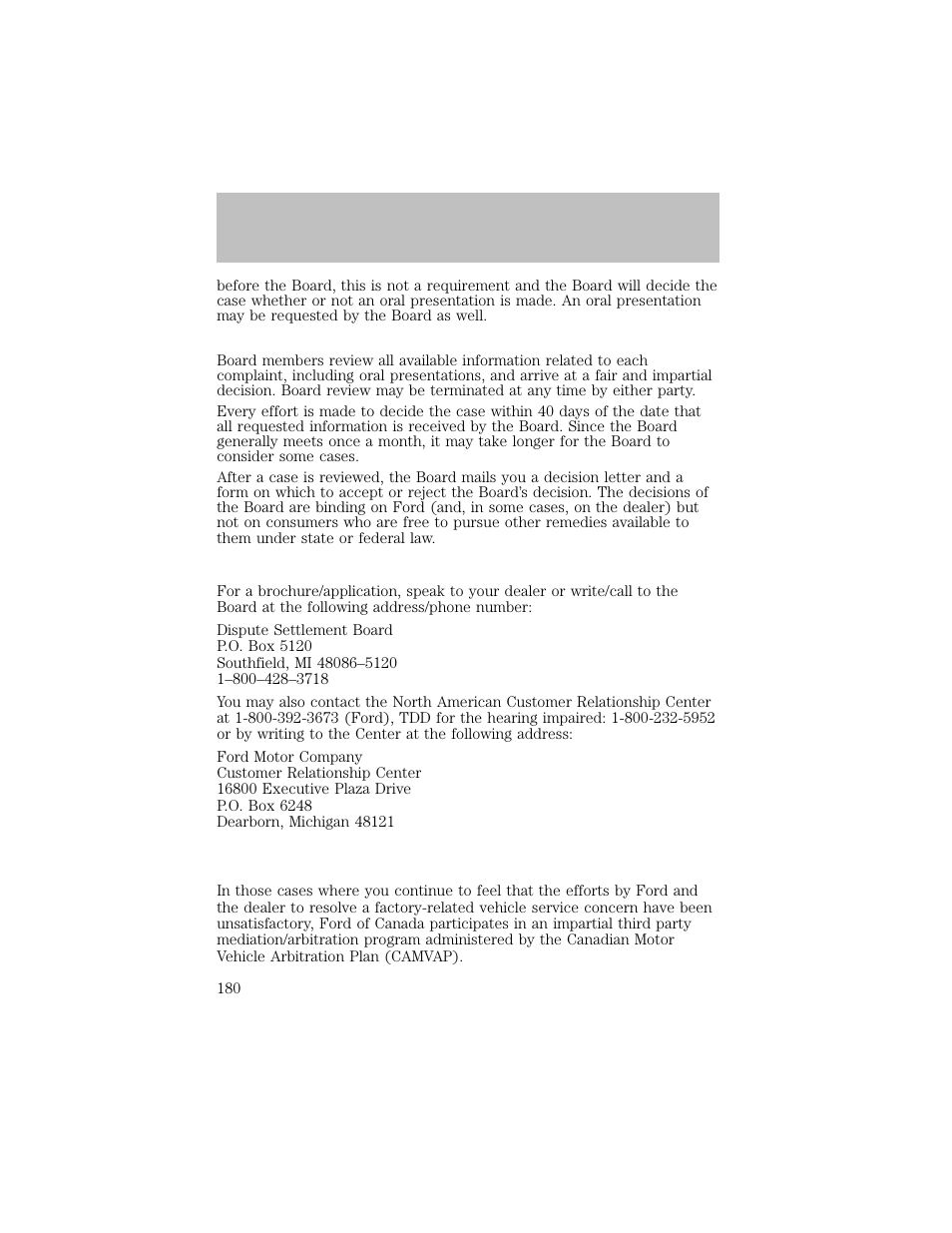 Customer assistance | FORD 2003 F-550 v.1 User Manual | Page 180 / 256