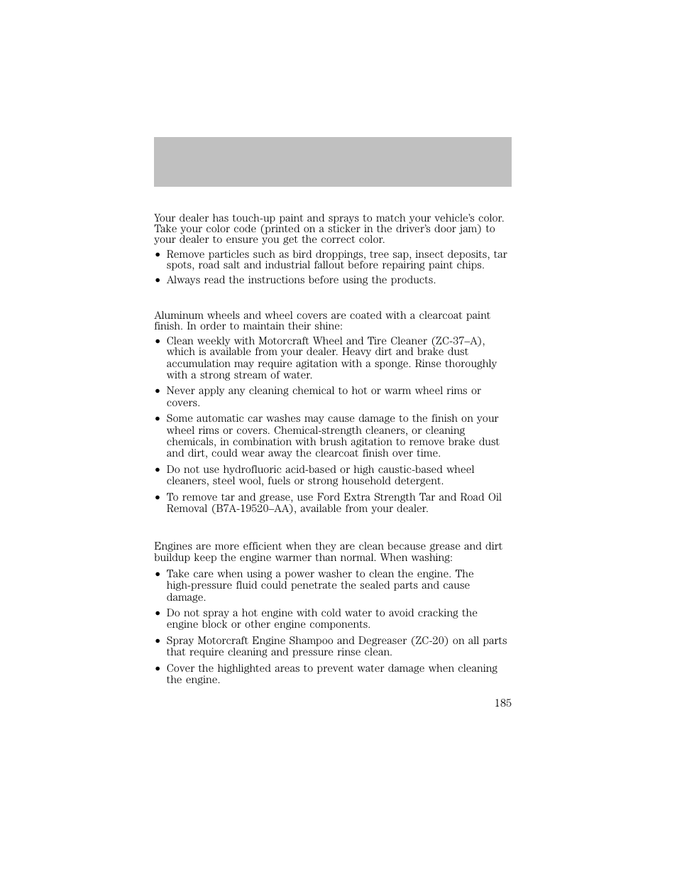 Cleaning | FORD 2003 F-550 v.1 User Manual | Page 185 / 256