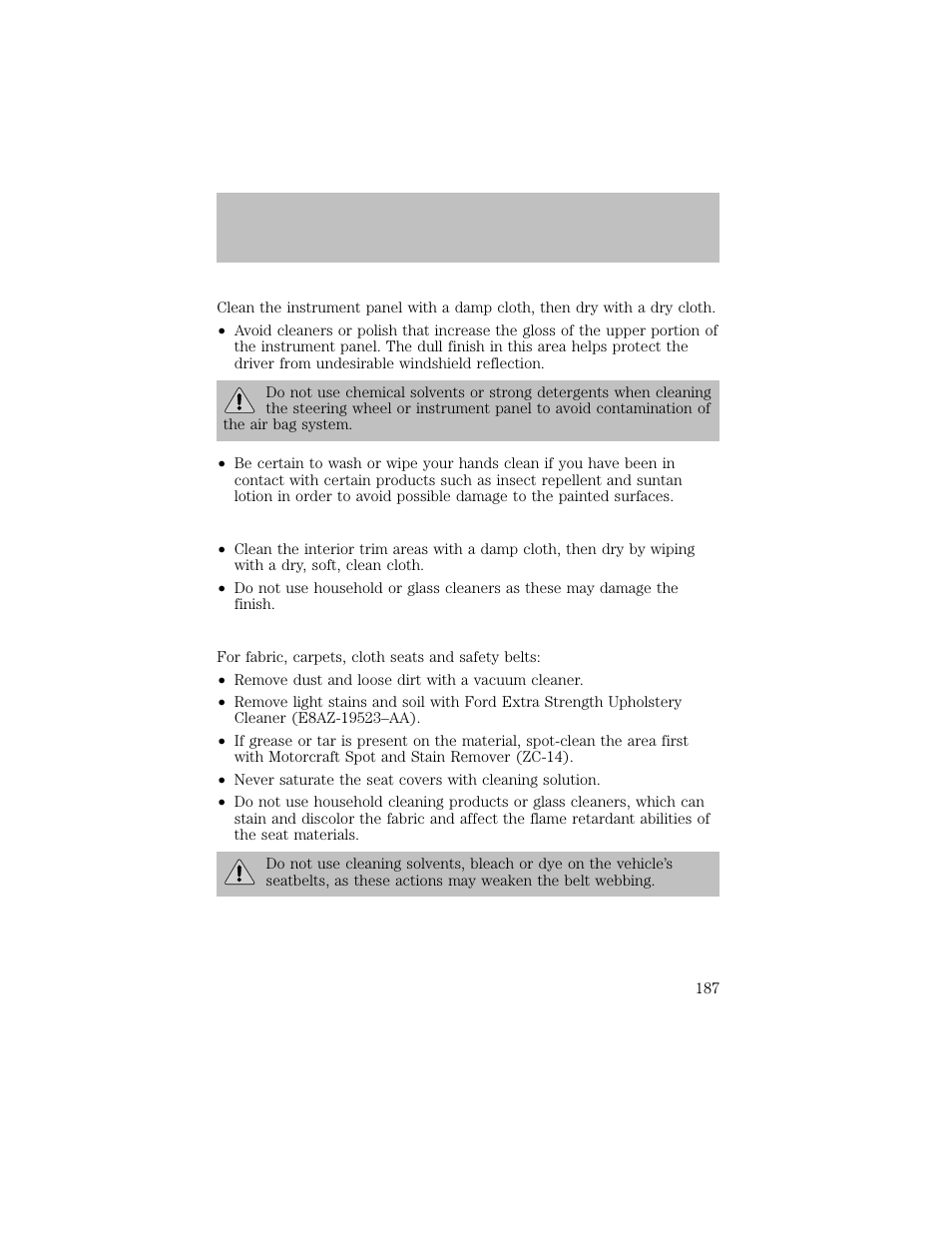 Cleaning | FORD 2003 F-550 v.1 User Manual | Page 187 / 256