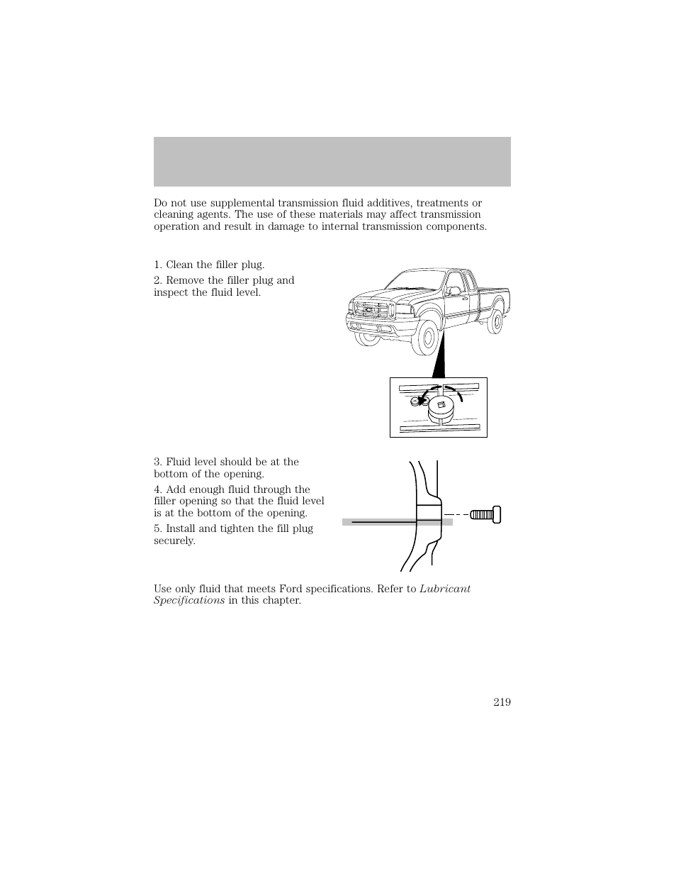 Maintenance and specifications | FORD 2003 F-550 v.1 User Manual | Page 219 / 256