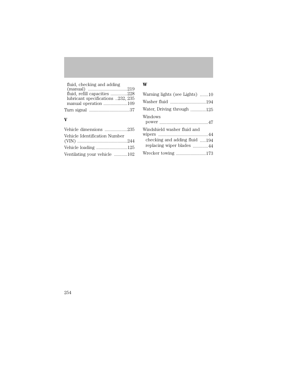 Index | FORD 2003 F-550 v.1 User Manual | Page 254 / 256