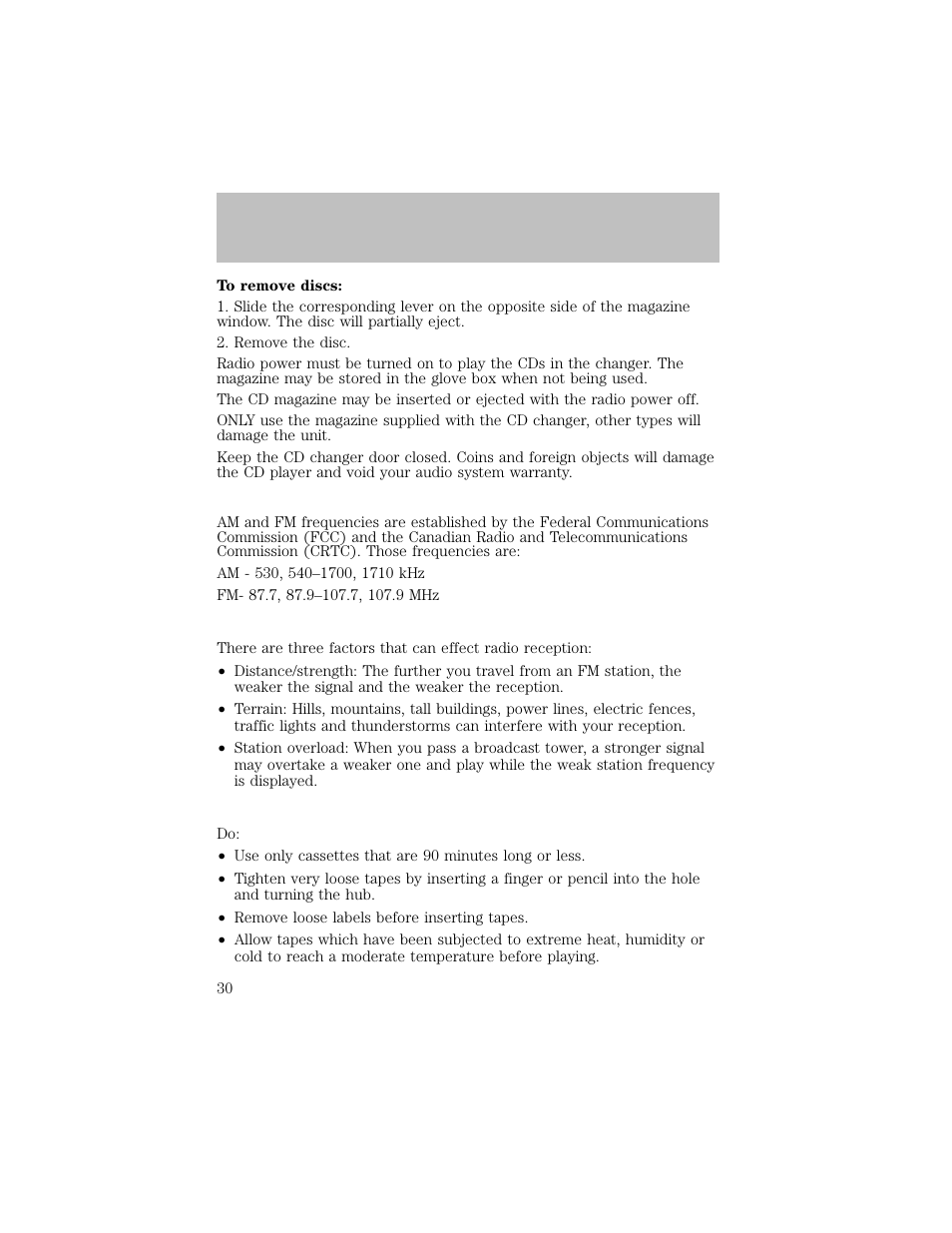 Entertainment systems | FORD 2003 F-550 v.1 User Manual | Page 30 / 256