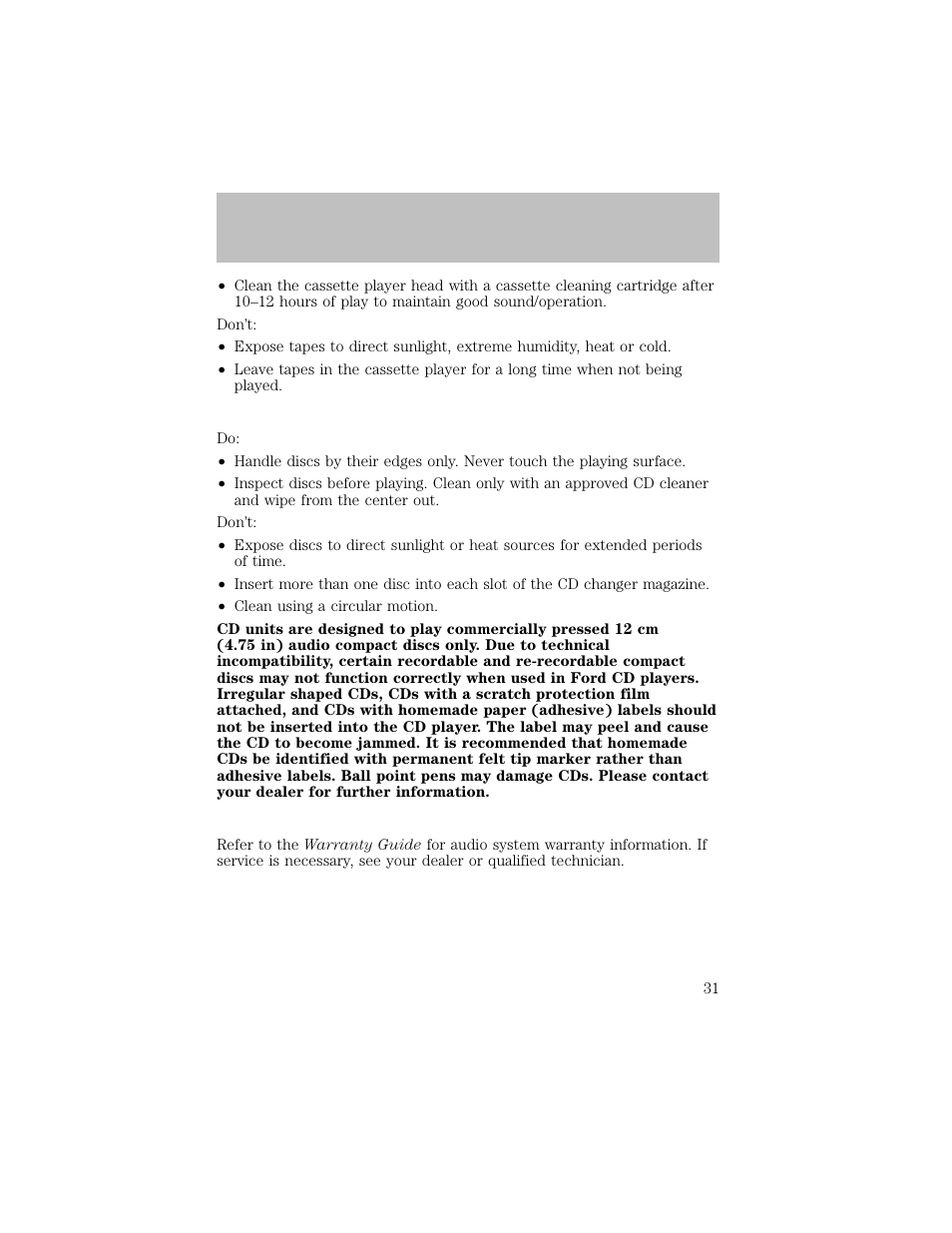 Entertainment systems | FORD 2003 F-550 v.1 User Manual | Page 31 / 256