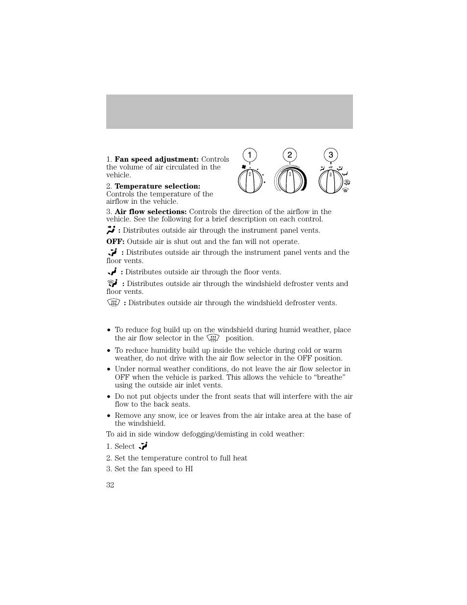 Climate controls | FORD 2003 F-550 v.1 User Manual | Page 32 / 256