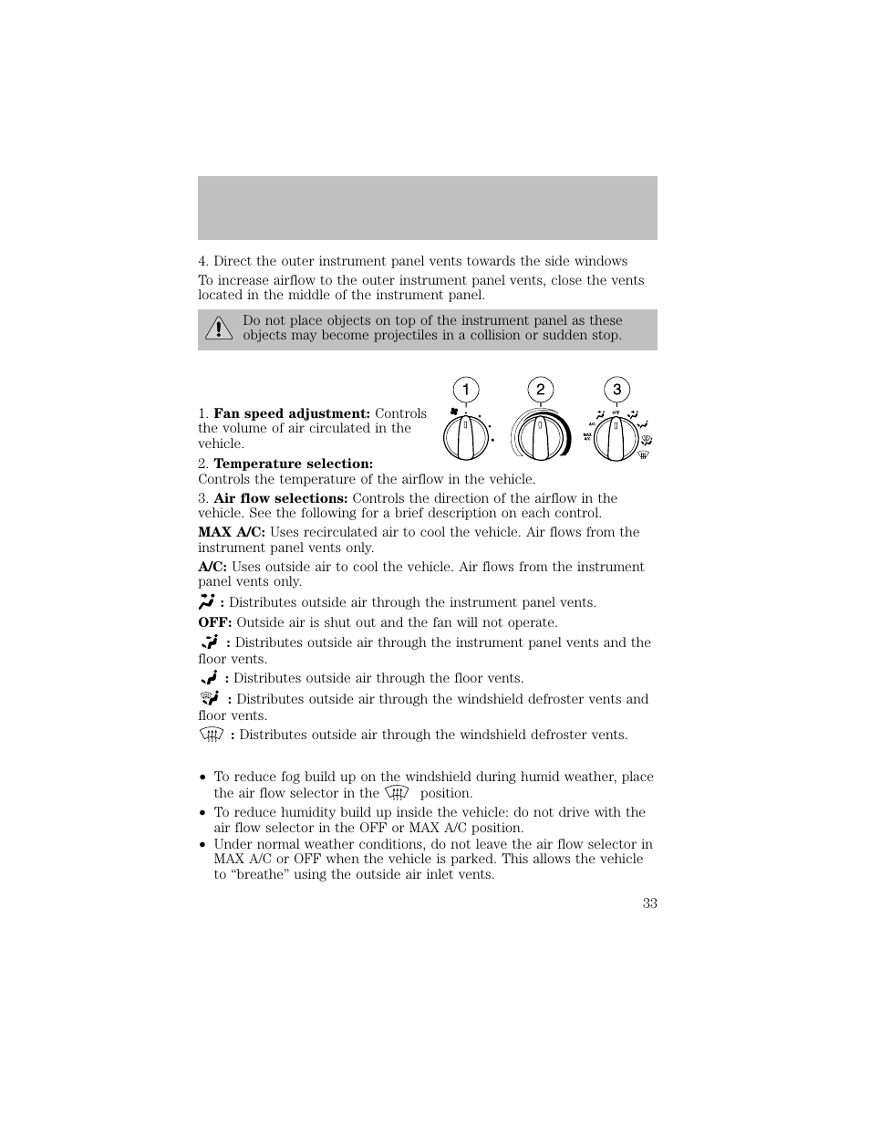 Climate controls | FORD 2003 F-550 v.1 User Manual | Page 33 / 256