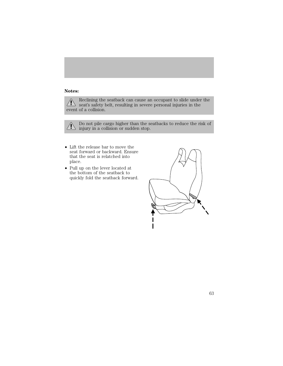 Seating and safety restraints | FORD 2003 F-550 v.1 User Manual | Page 63 / 256