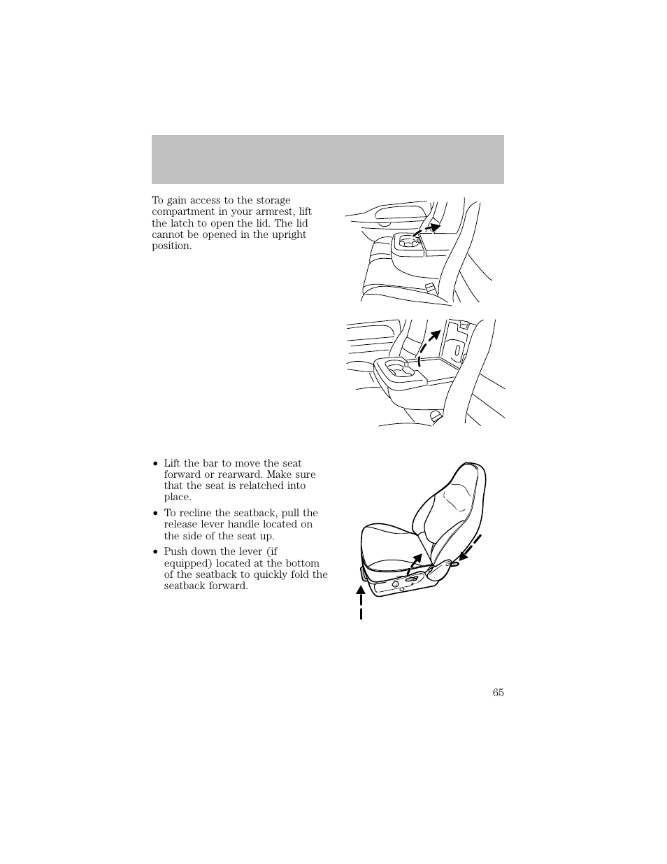 Seating and safety restraints | FORD 2003 F-550 v.1 User Manual | Page 65 / 256