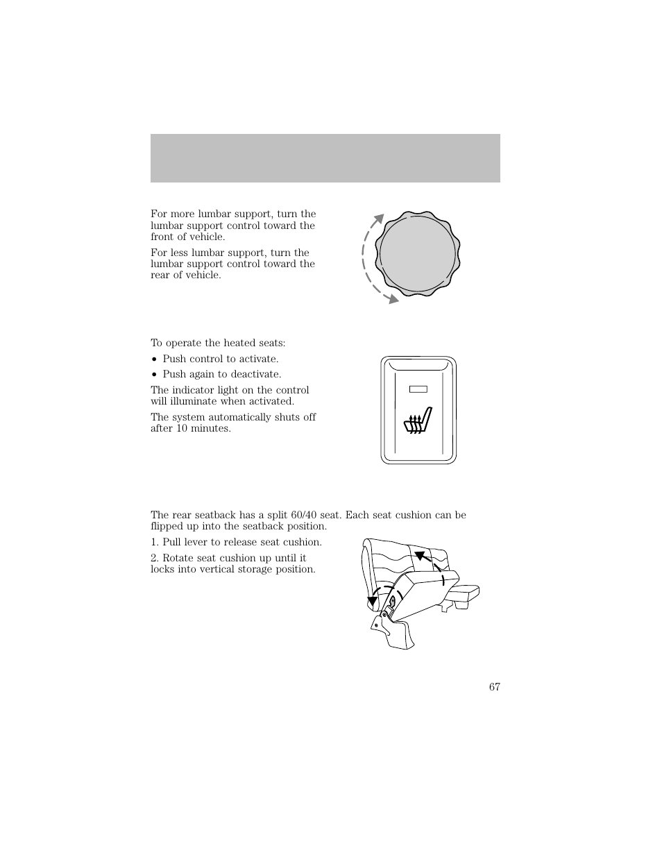 Seating and safety restraints | FORD 2003 F-550 v.1 User Manual | Page 67 / 256