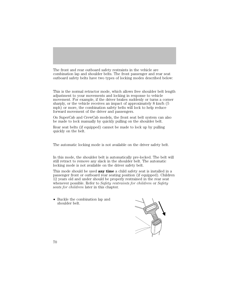 Seating and safety restraints | FORD 2003 F-550 v.1 User Manual | Page 70 / 256