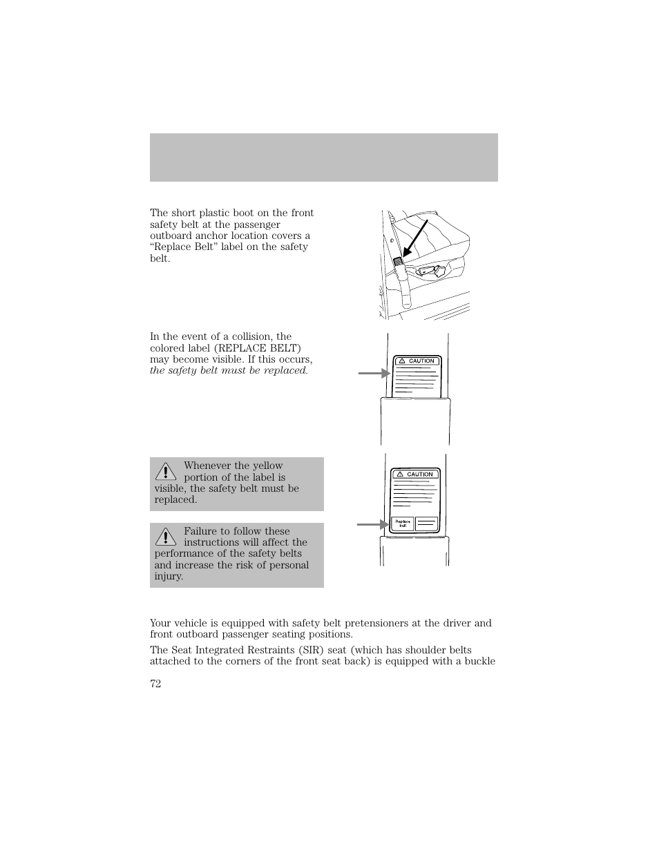 Seating and safety restraints | FORD 2003 F-550 v.1 User Manual | Page 72 / 256