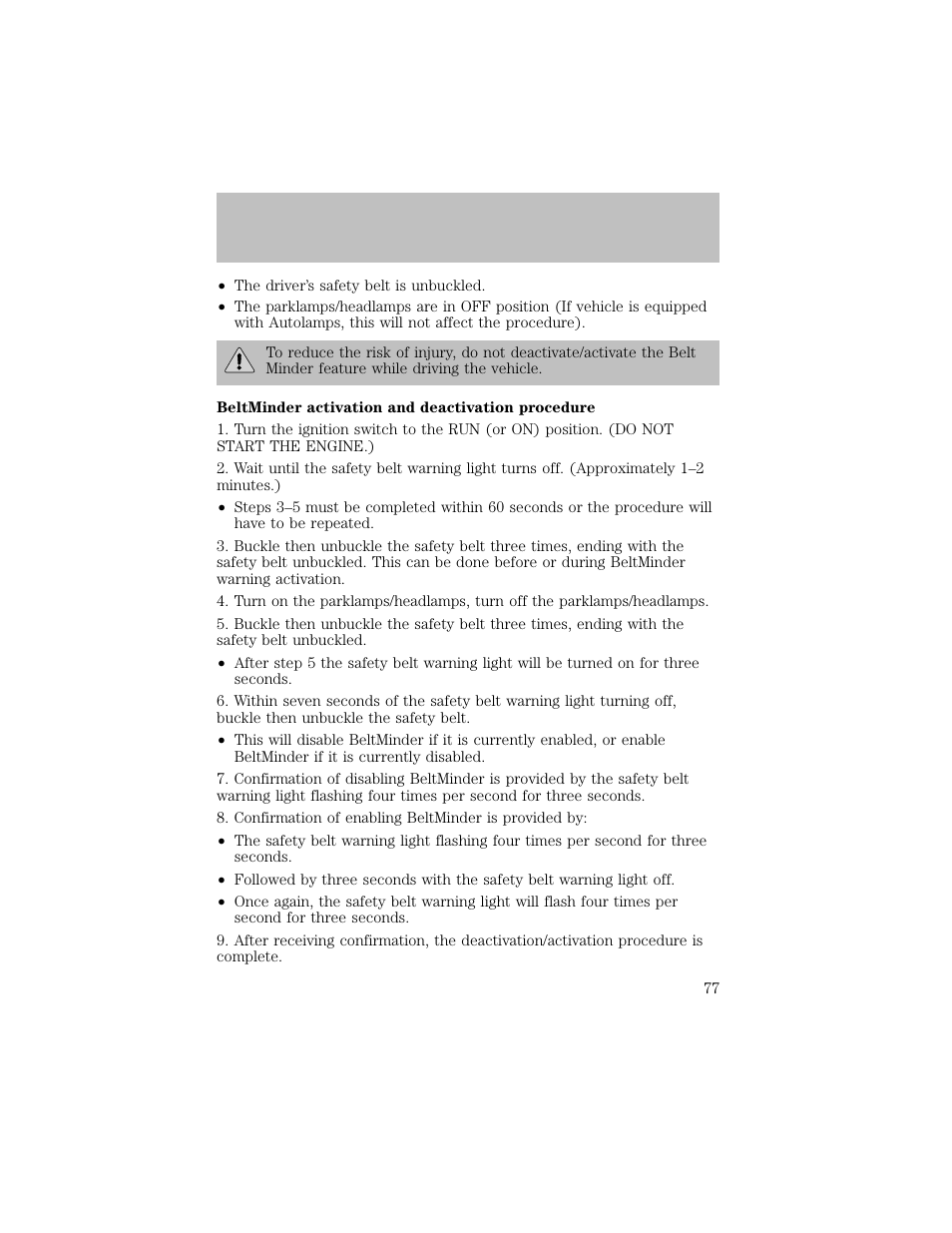 Seating and safety restraints | FORD 2003 F-550 v.1 User Manual | Page 77 / 256