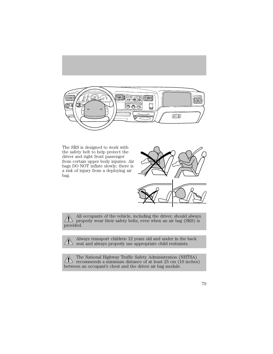 Seating and safety restraints, Dolby b nr, A/c max a/c off | FORD 2003 F-550 v.1 User Manual | Page 79 / 256