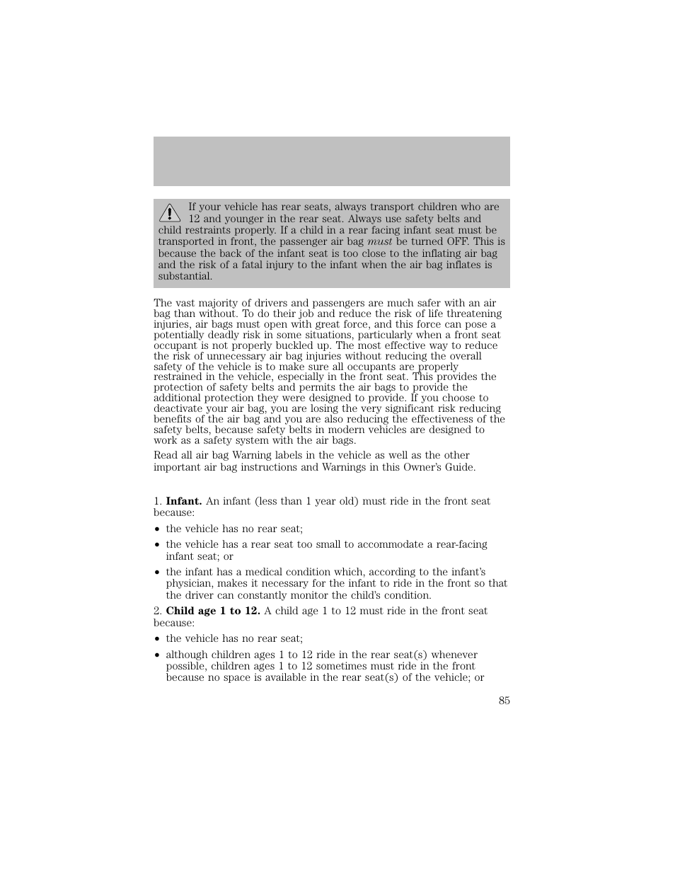 Seating and safety restraints | FORD 2003 F-550 v.1 User Manual | Page 85 / 256