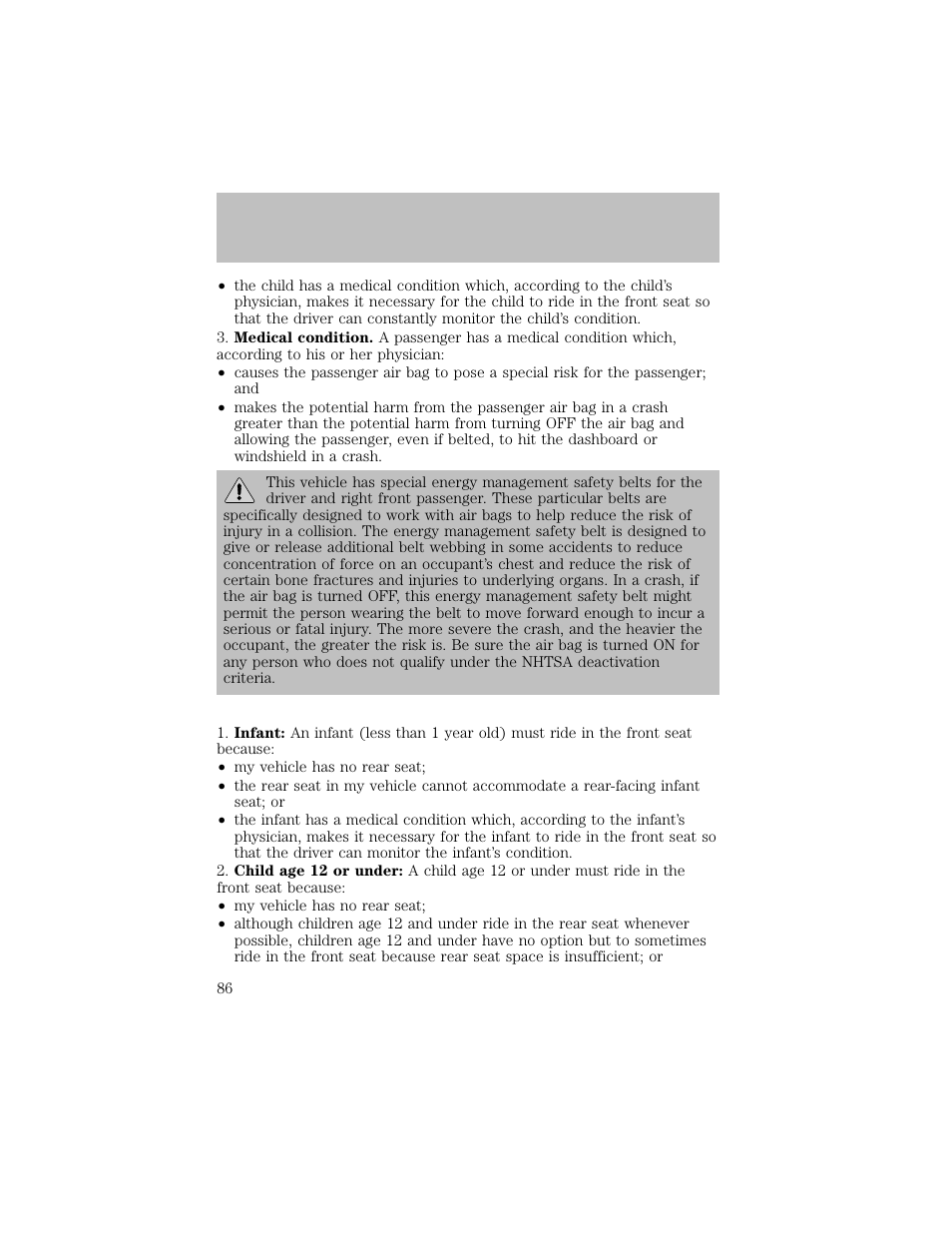 Seating and safety restraints | FORD 2003 F-550 v.1 User Manual | Page 86 / 256