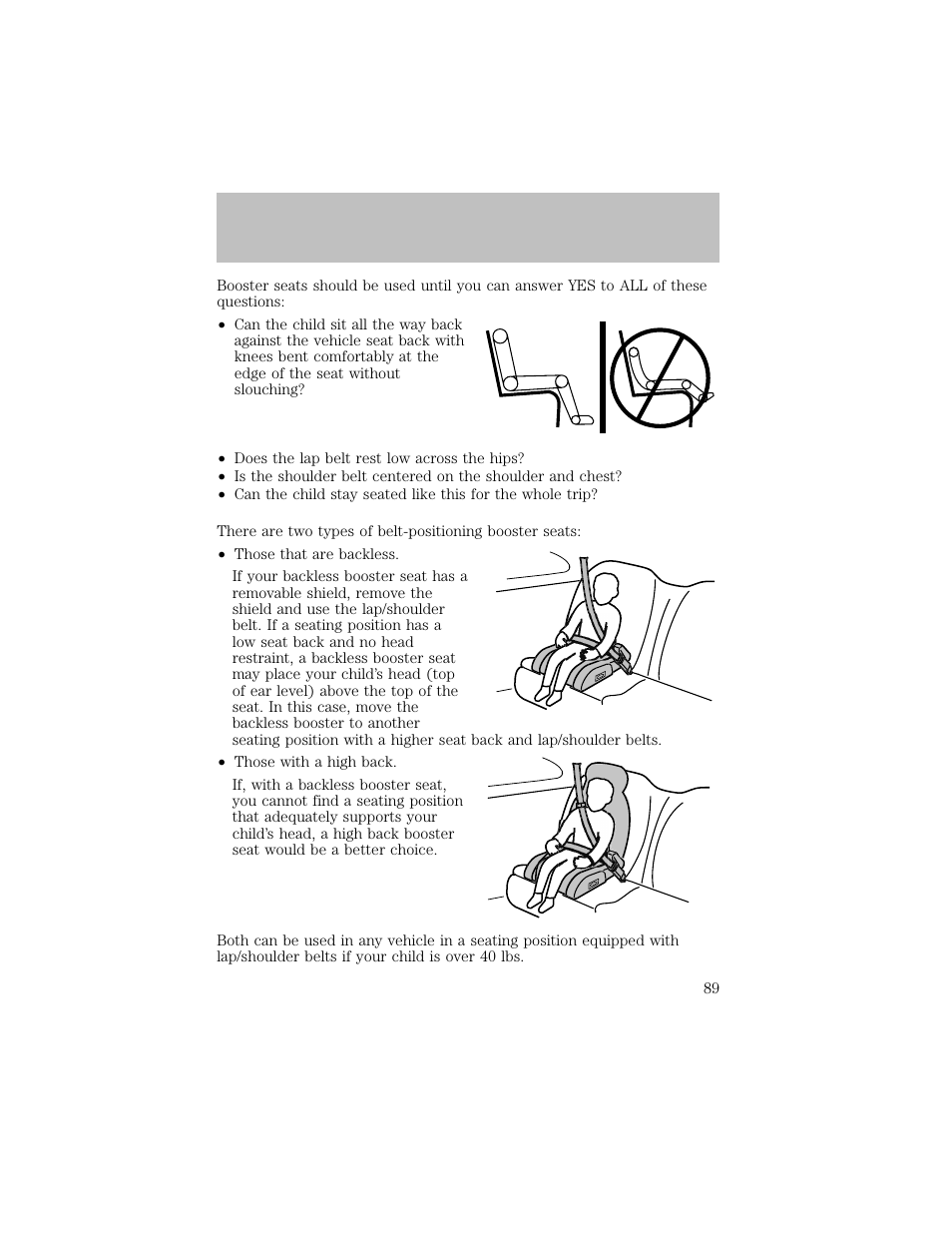 Seating and safety restraints | FORD 2003 F-550 v.1 User Manual | Page 89 / 256