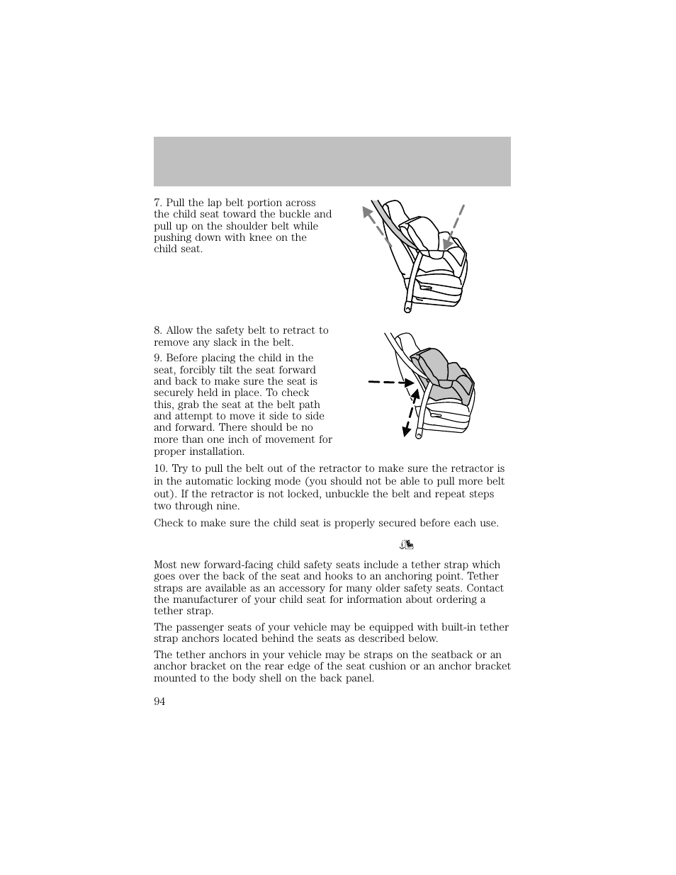 Seating and safety restraints | FORD 2003 F-550 v.1 User Manual | Page 94 / 256