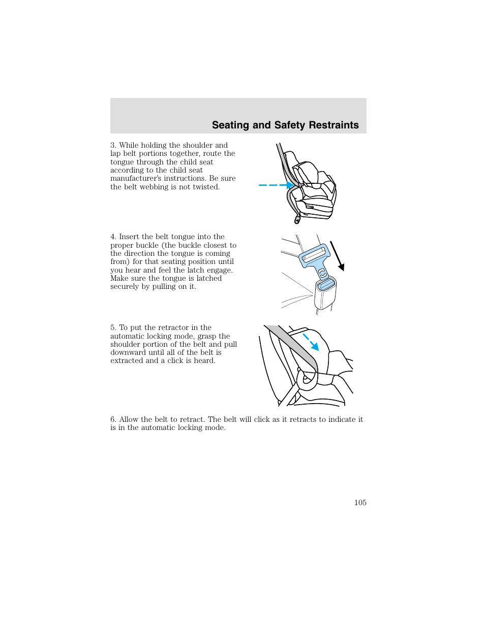 Seating and safety restraints | FORD 2003 F-550 v.2 User Manual | Page 105 / 280