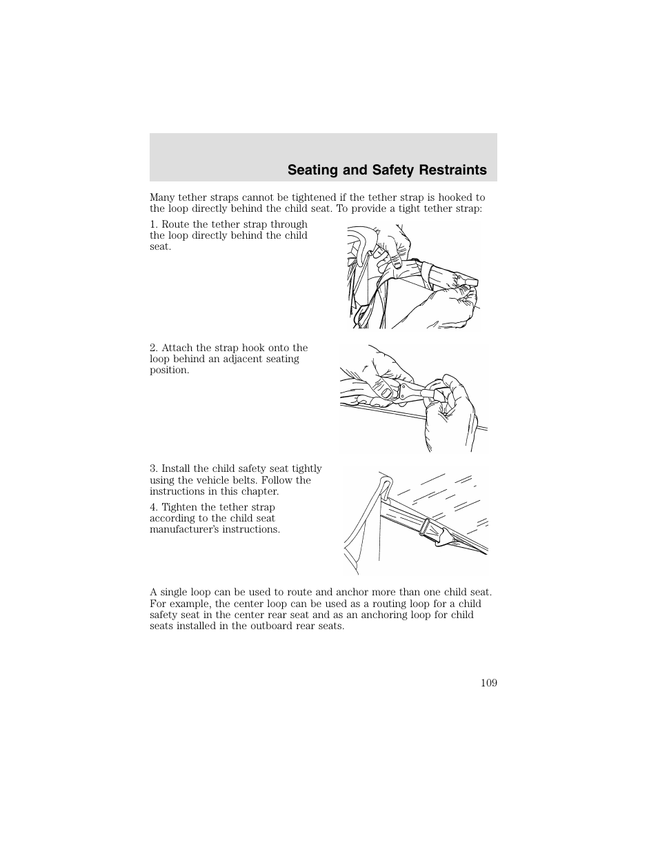 Seating and safety restraints | FORD 2003 F-550 v.2 User Manual | Page 109 / 280