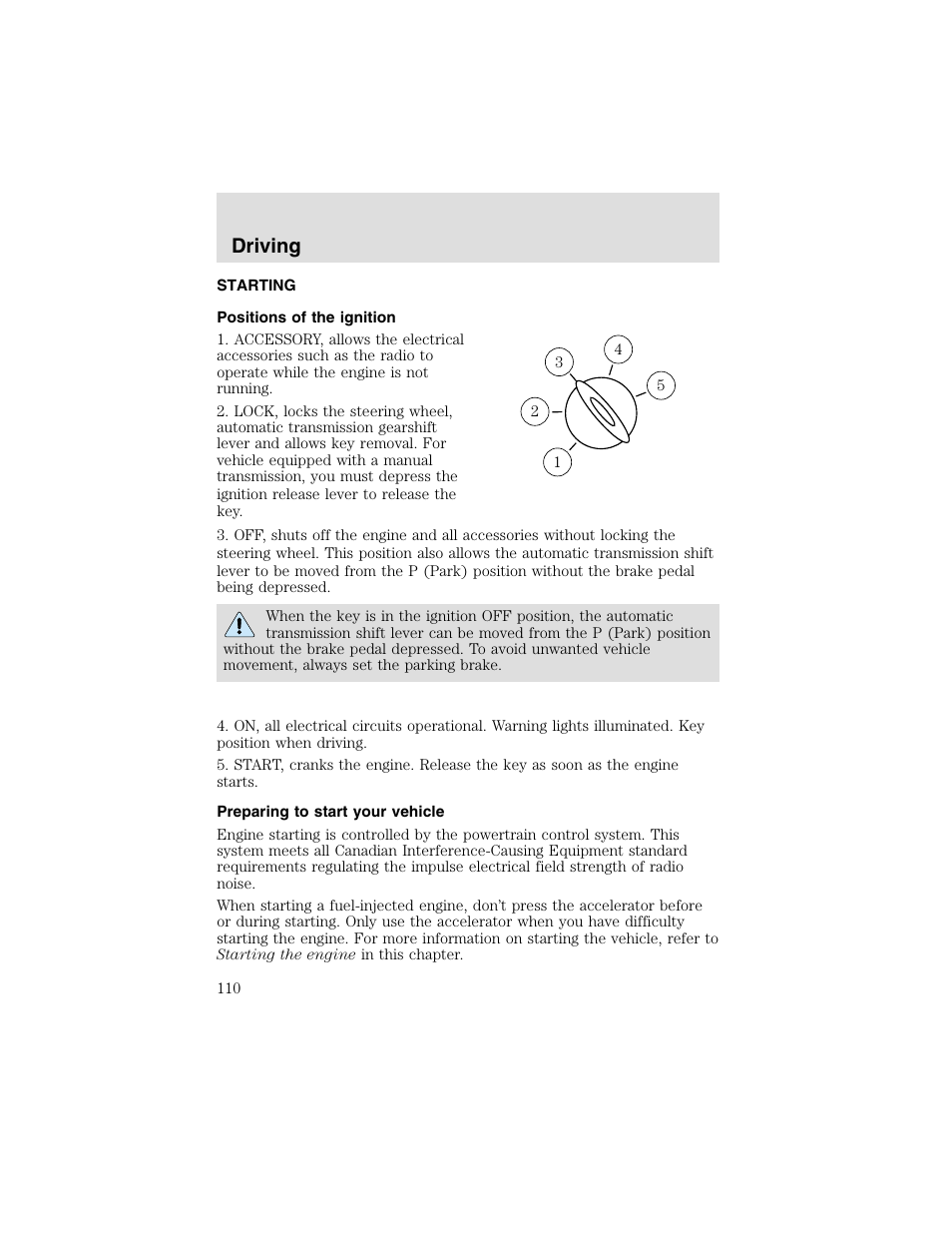 Driving | FORD 2003 F-550 v.2 User Manual | Page 110 / 280