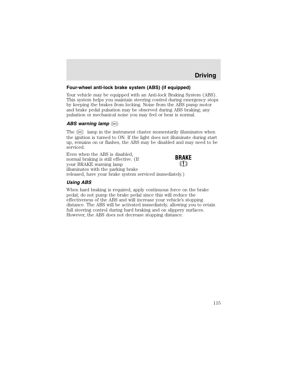 Driving | FORD 2003 F-550 v.2 User Manual | Page 115 / 280