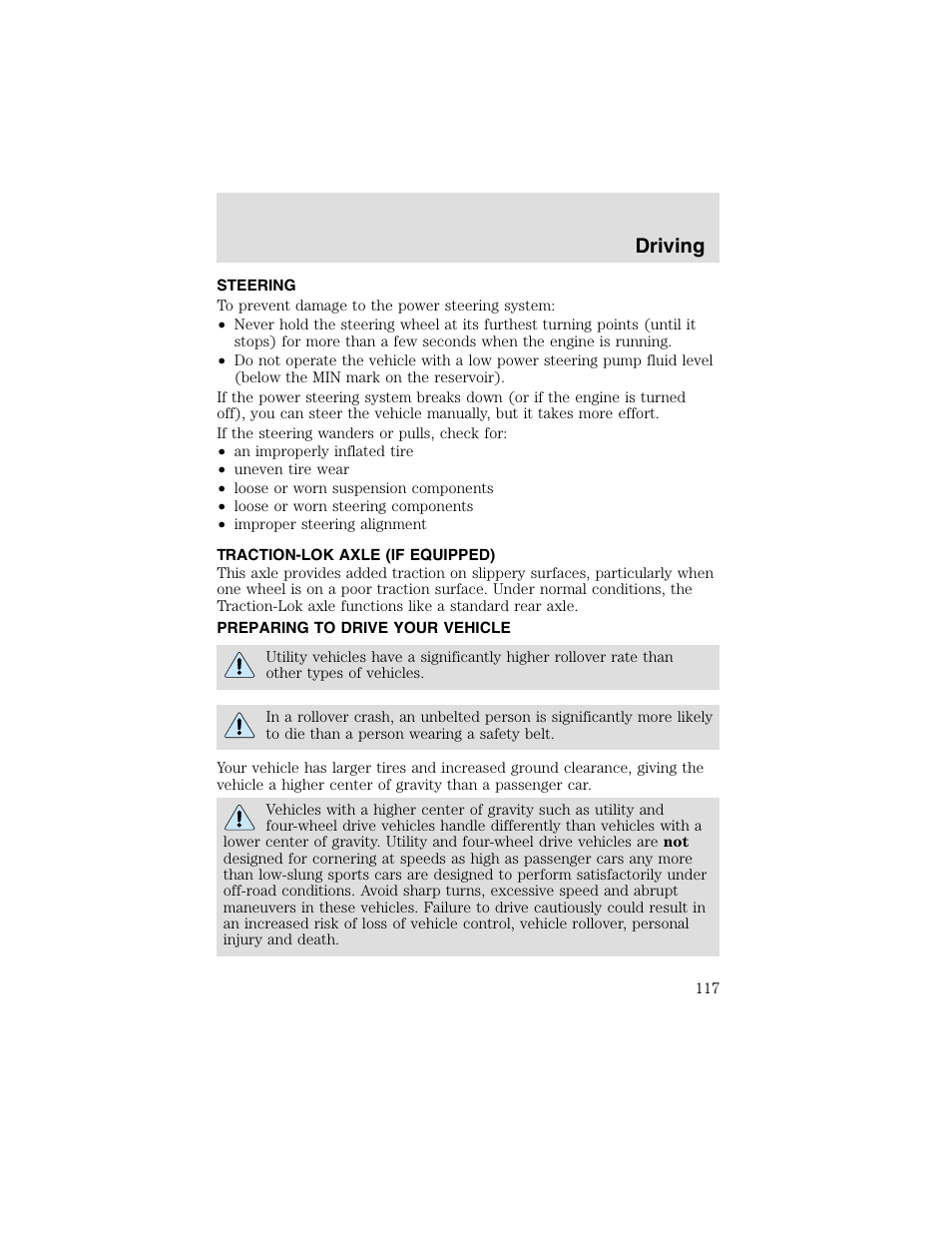 Driving | FORD 2003 F-550 v.2 User Manual | Page 117 / 280
