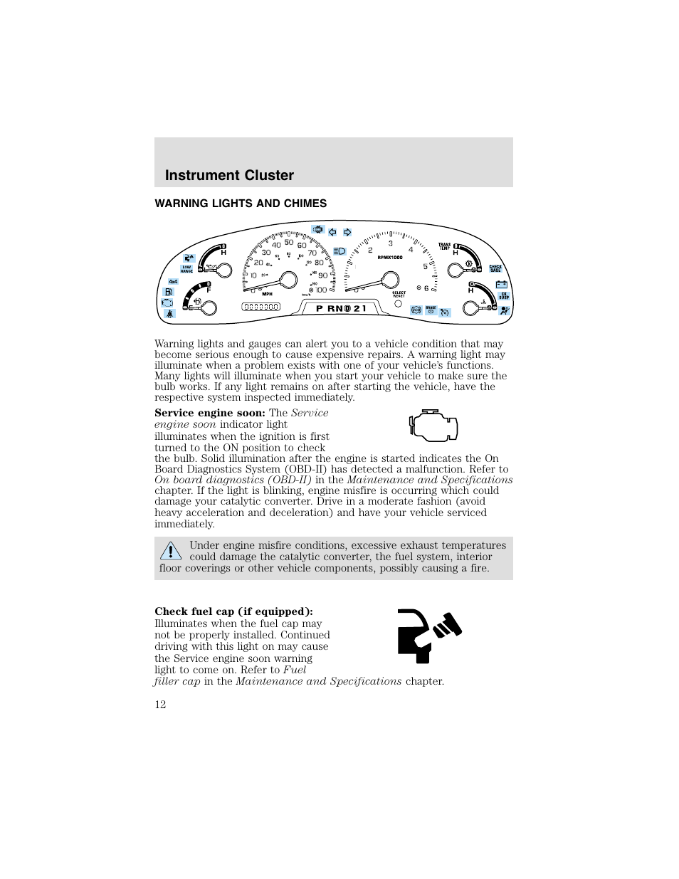 Instrument cluster | FORD 2003 F-550 v.2 User Manual | Page 12 / 280