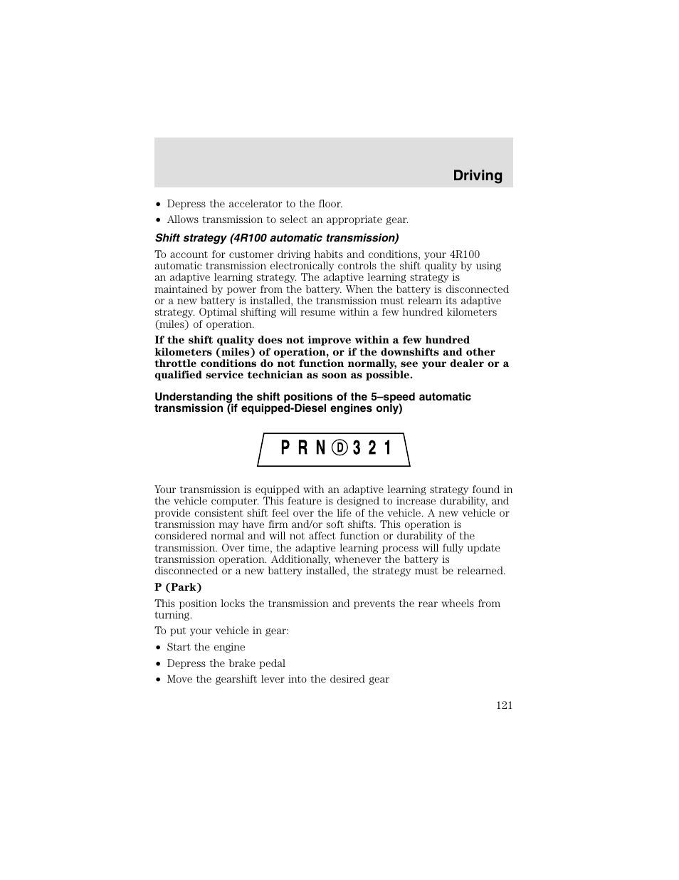 Driving | FORD 2003 F-550 v.2 User Manual | Page 121 / 280