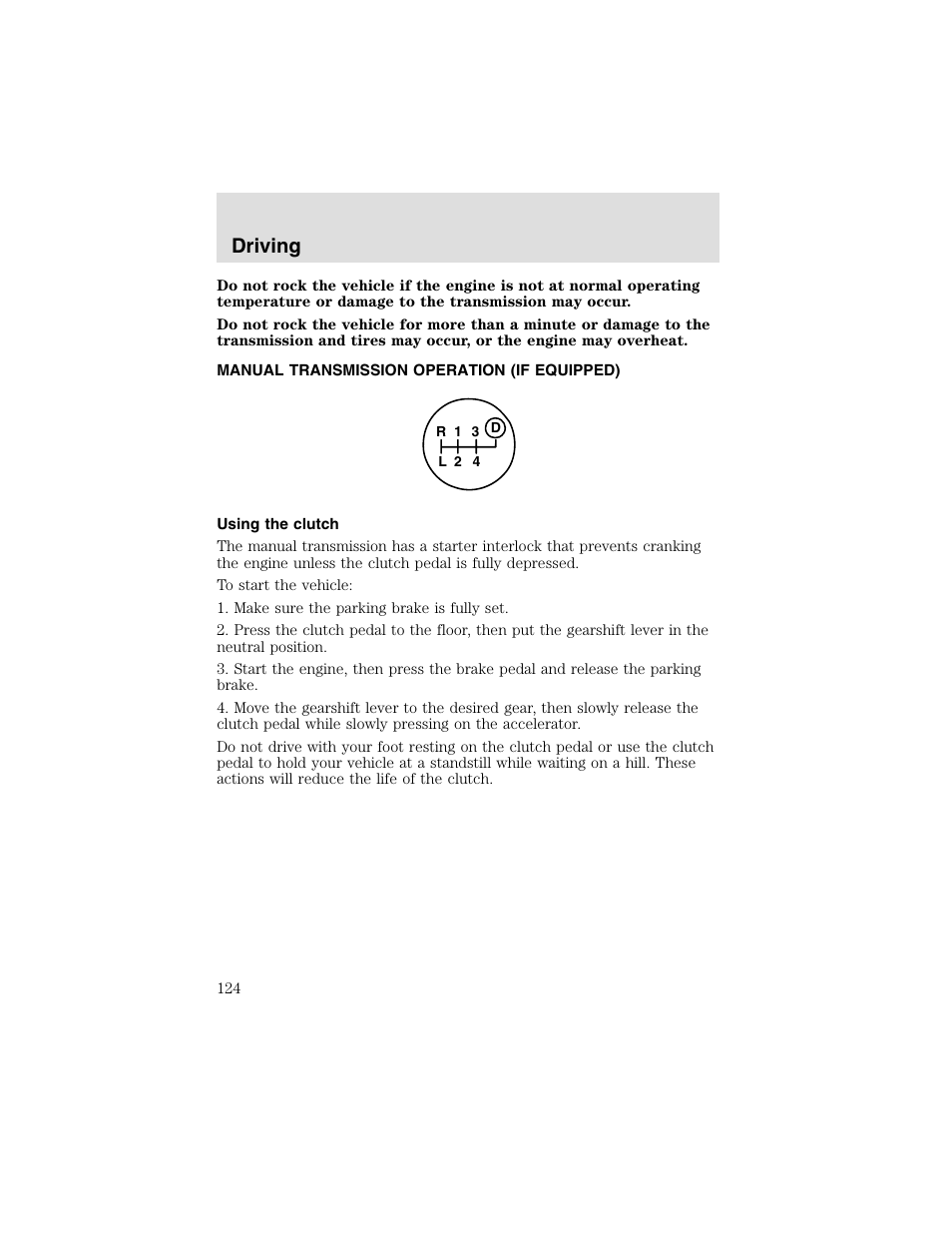 Driving | FORD 2003 F-550 v.2 User Manual | Page 124 / 280
