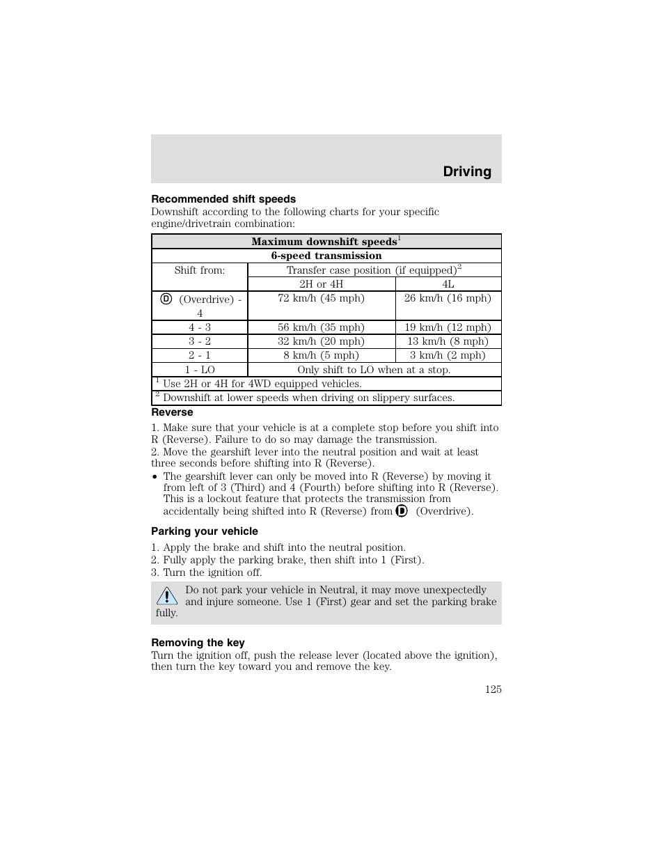 Driving | FORD 2003 F-550 v.2 User Manual | Page 125 / 280