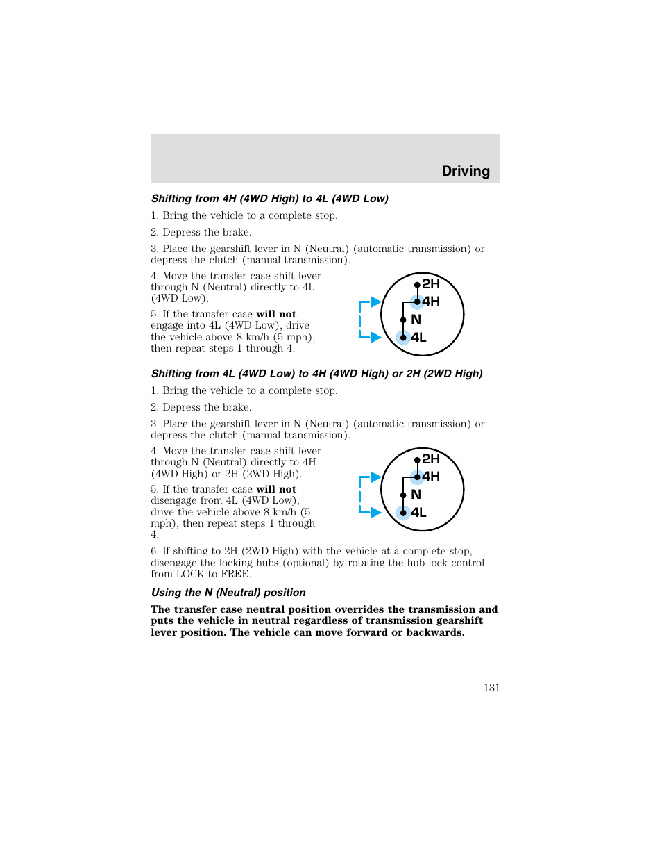 Driving | FORD 2003 F-550 v.2 User Manual | Page 131 / 280