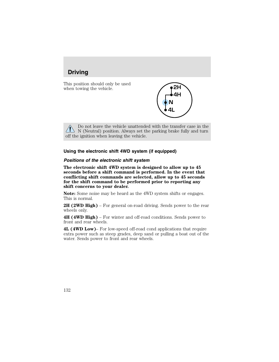 Driving | FORD 2003 F-550 v.2 User Manual | Page 132 / 280