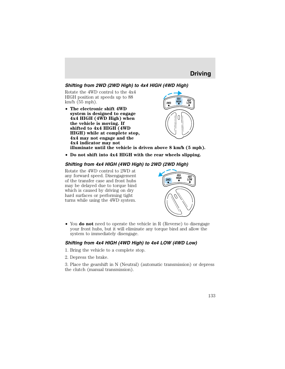 Driving | FORD 2003 F-550 v.2 User Manual | Page 133 / 280