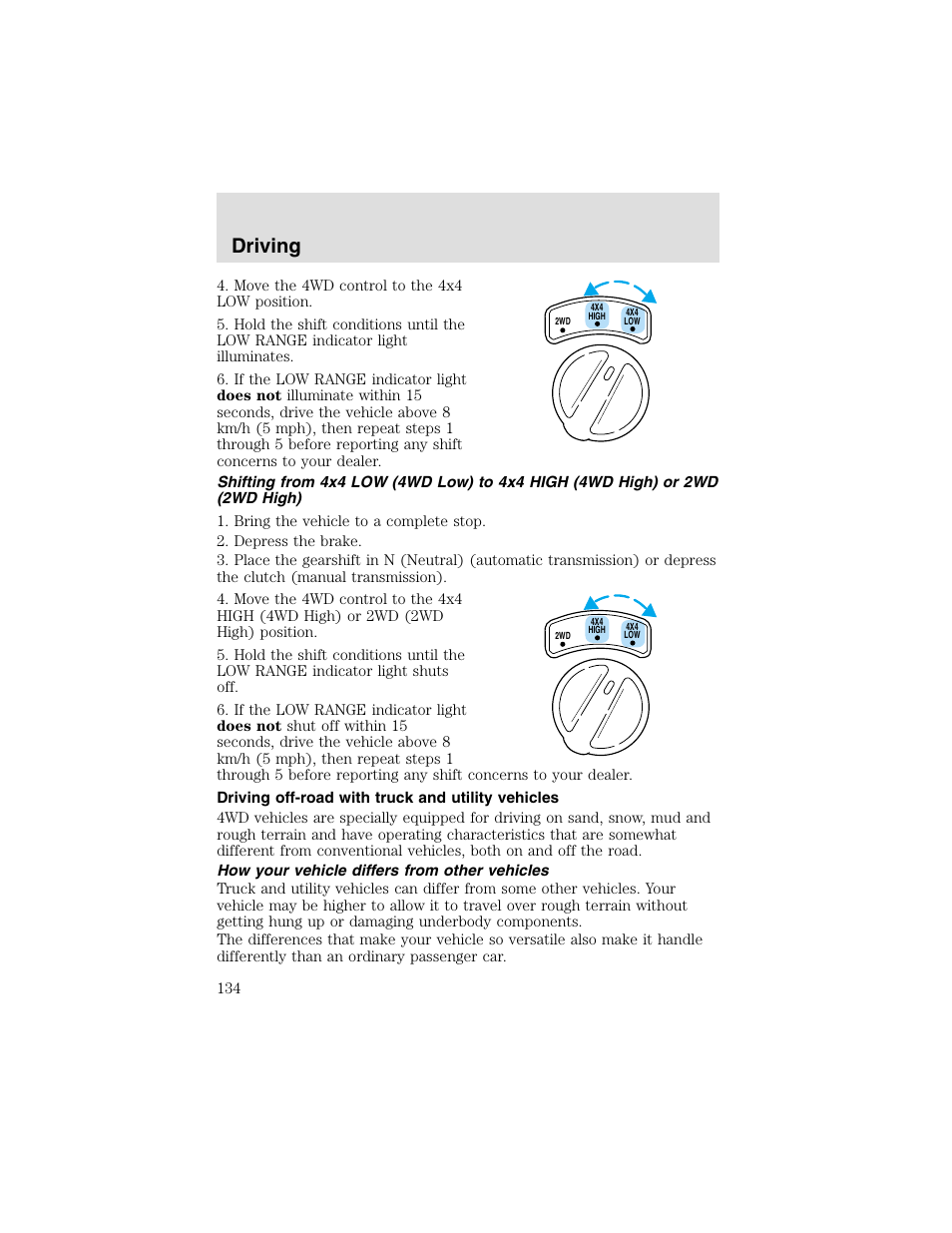 Driving | FORD 2003 F-550 v.2 User Manual | Page 134 / 280