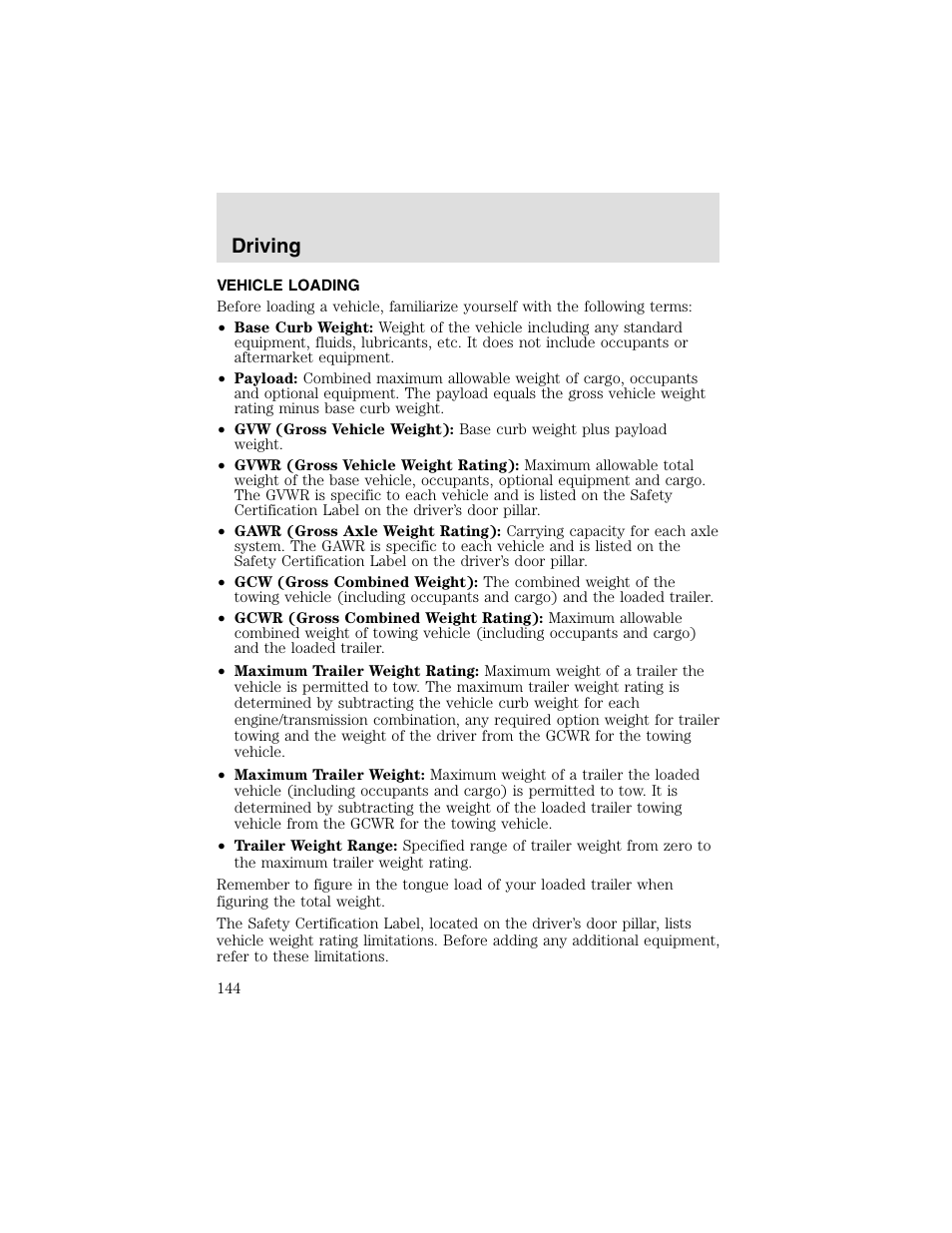 Driving | FORD 2003 F-550 v.2 User Manual | Page 144 / 280