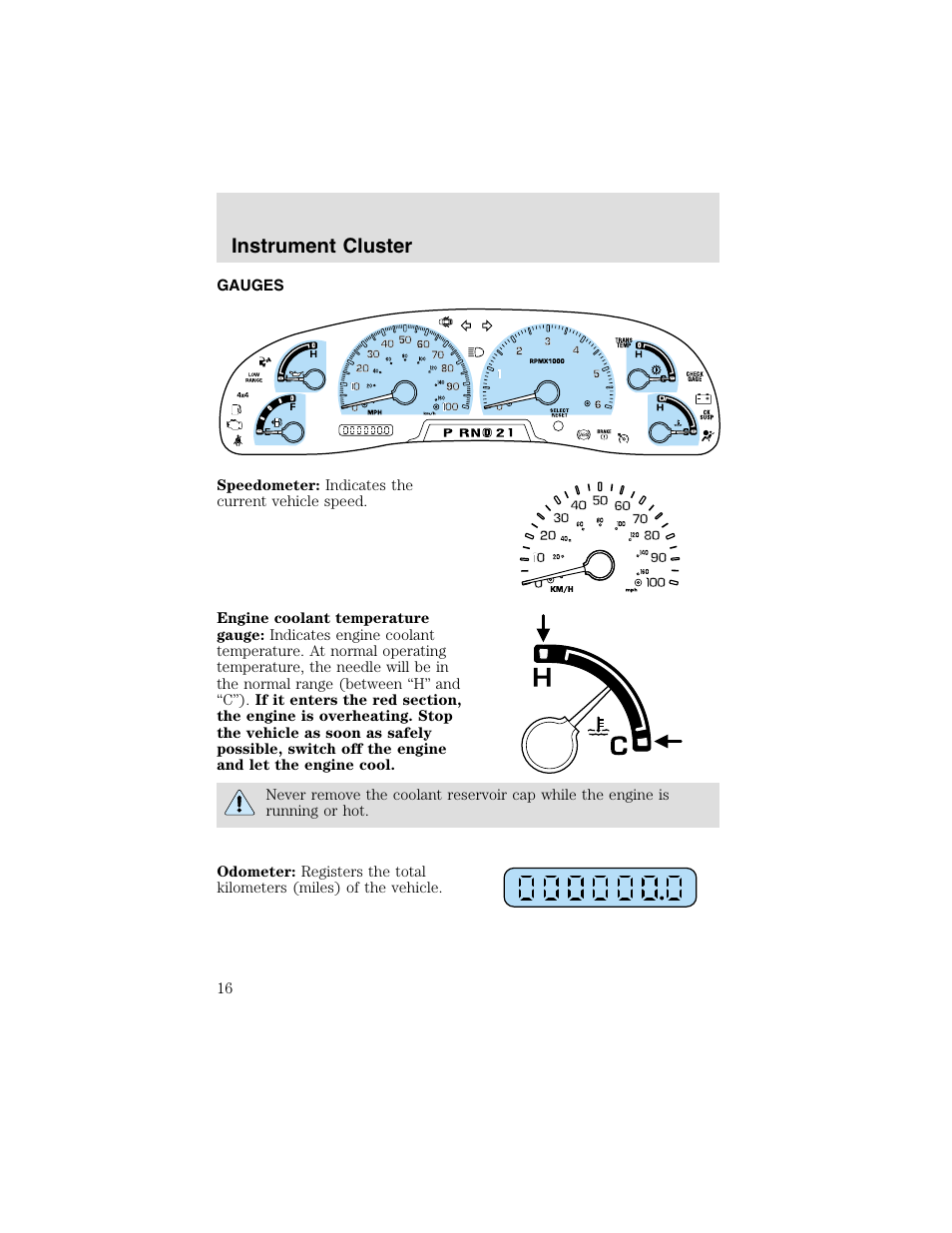 Instrument cluster | FORD 2003 F-550 v.2 User Manual | Page 16 / 280
