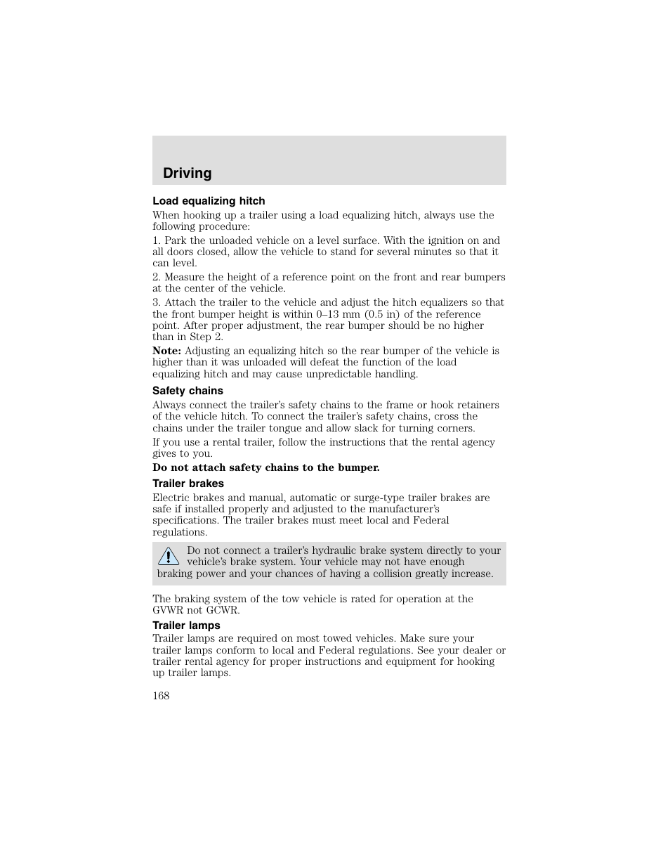 Driving | FORD 2003 F-550 v.2 User Manual | Page 168 / 280