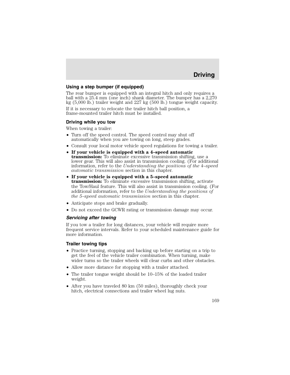 Driving | FORD 2003 F-550 v.2 User Manual | Page 169 / 280