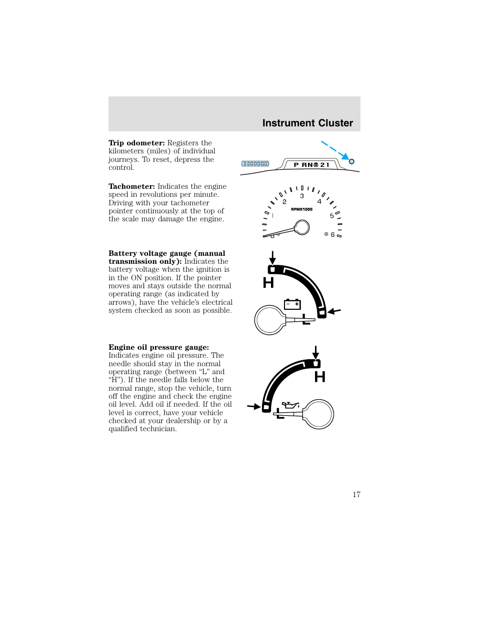 Instrument cluster | FORD 2003 F-550 v.2 User Manual | Page 17 / 280