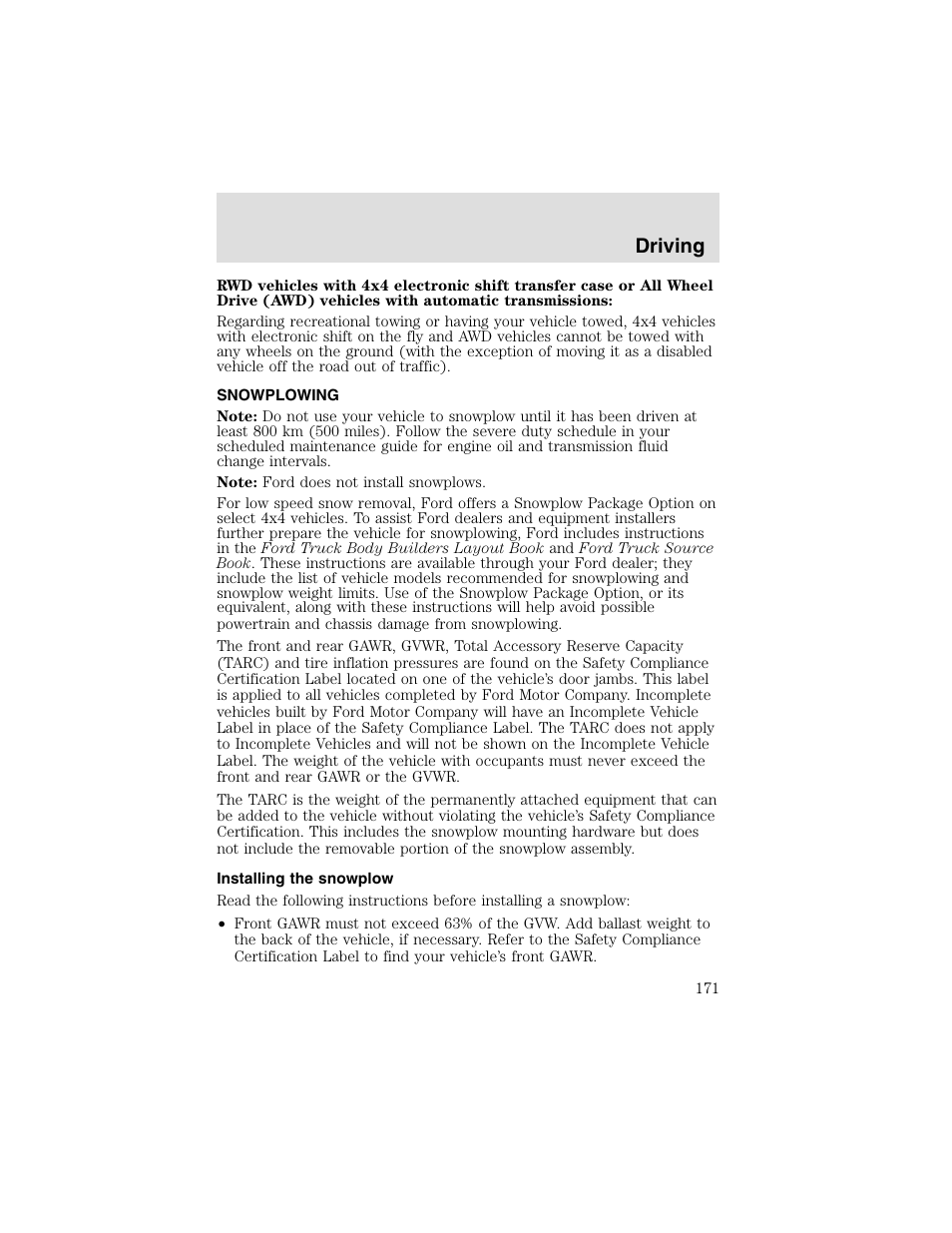 Driving | FORD 2003 F-550 v.2 User Manual | Page 171 / 280