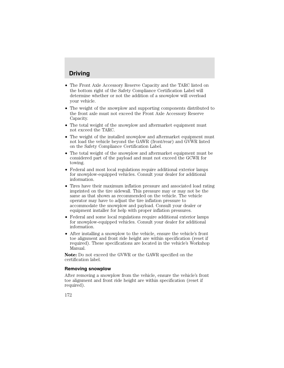 Driving | FORD 2003 F-550 v.2 User Manual | Page 172 / 280