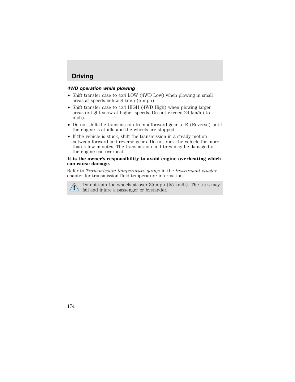 Driving | FORD 2003 F-550 v.2 User Manual | Page 174 / 280