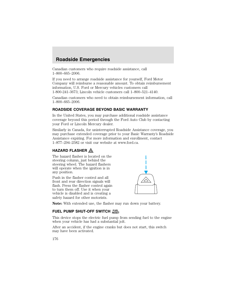 Roadside emergencies | FORD 2003 F-550 v.2 User Manual | Page 176 / 280
