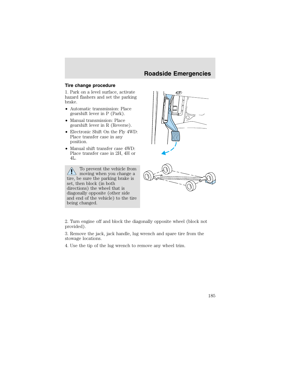 Roadside emergencies | FORD 2003 F-550 v.2 User Manual | Page 185 / 280
