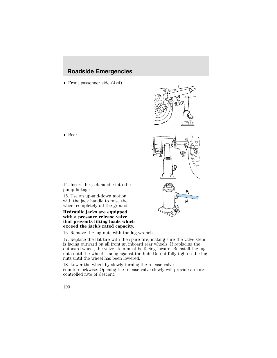 Roadside emergencies | FORD 2003 F-550 v.2 User Manual | Page 190 / 280
