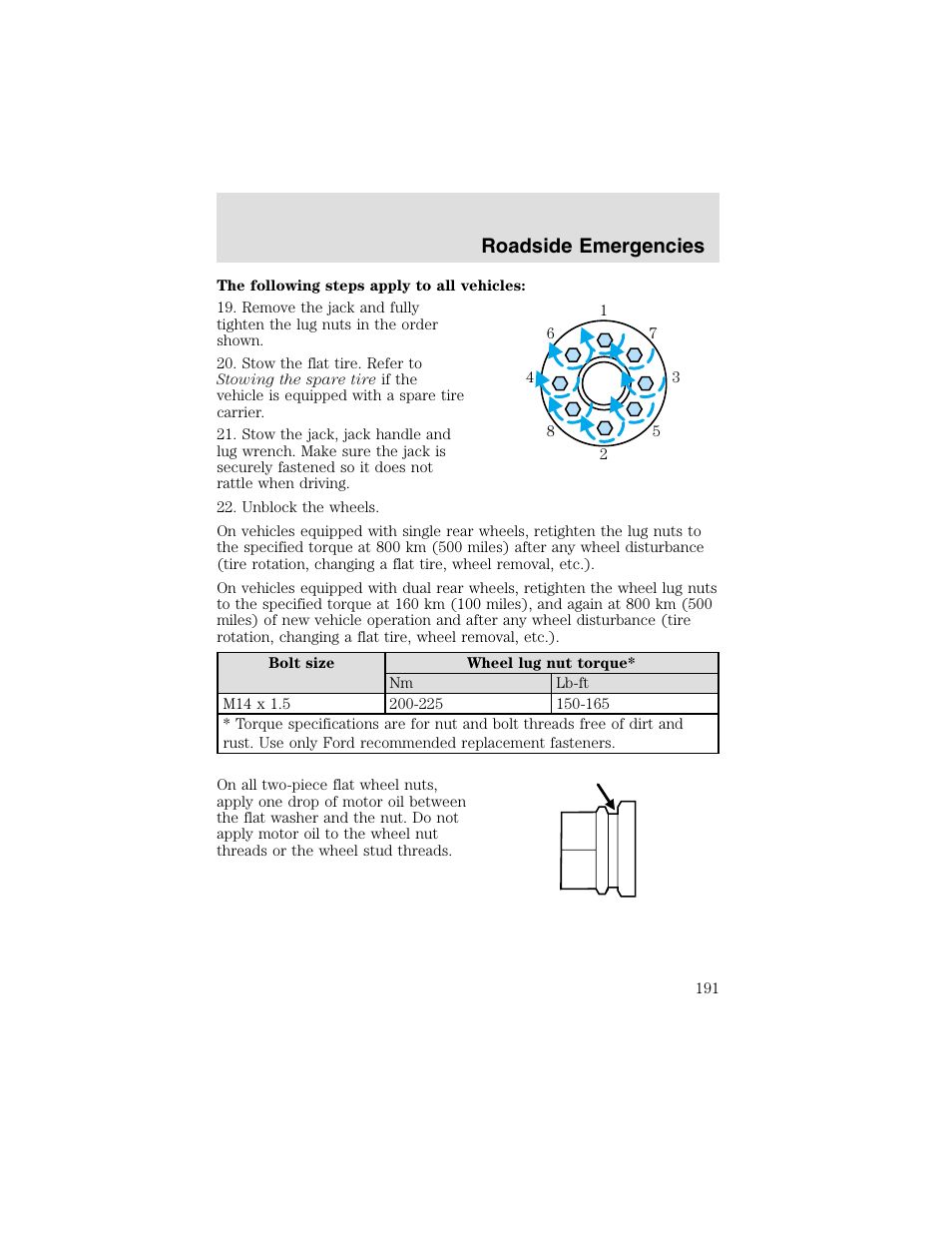 Roadside emergencies | FORD 2003 F-550 v.2 User Manual | Page 191 / 280