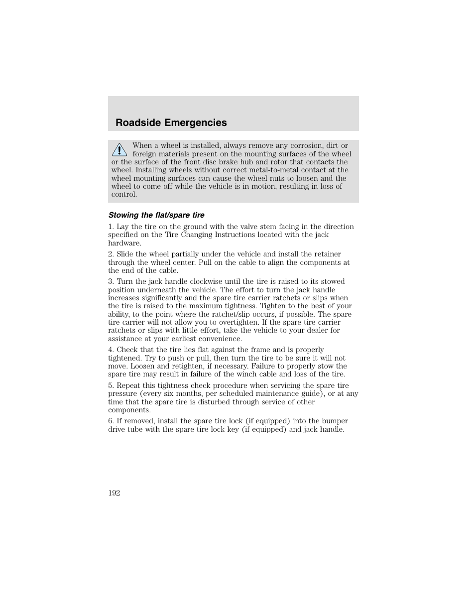 Roadside emergencies | FORD 2003 F-550 v.2 User Manual | Page 192 / 280