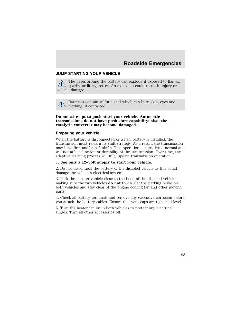 Roadside emergencies | FORD 2003 F-550 v.2 User Manual | Page 193 / 280