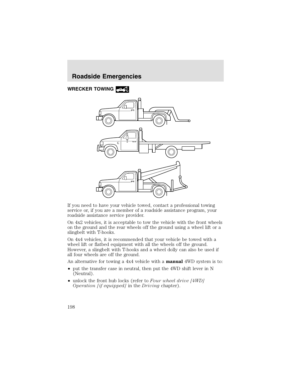 Roadside emergencies | FORD 2003 F-550 v.2 User Manual | Page 198 / 280