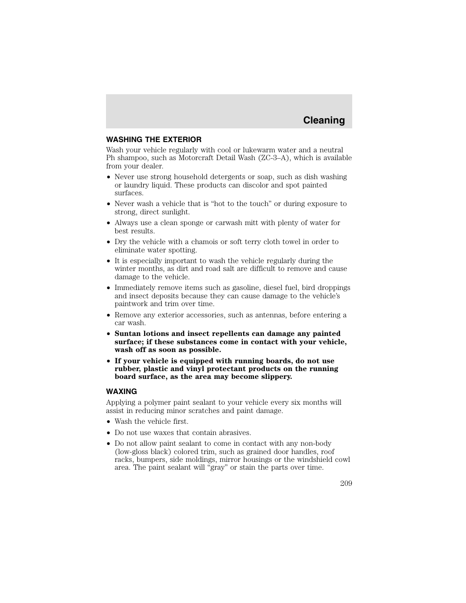 Cleaning | FORD 2003 F-550 v.2 User Manual | Page 209 / 280